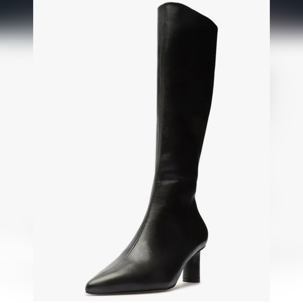 NIB Arezzo Genuine Leather 9.5 M Elegant Black Knee High Womens Boots